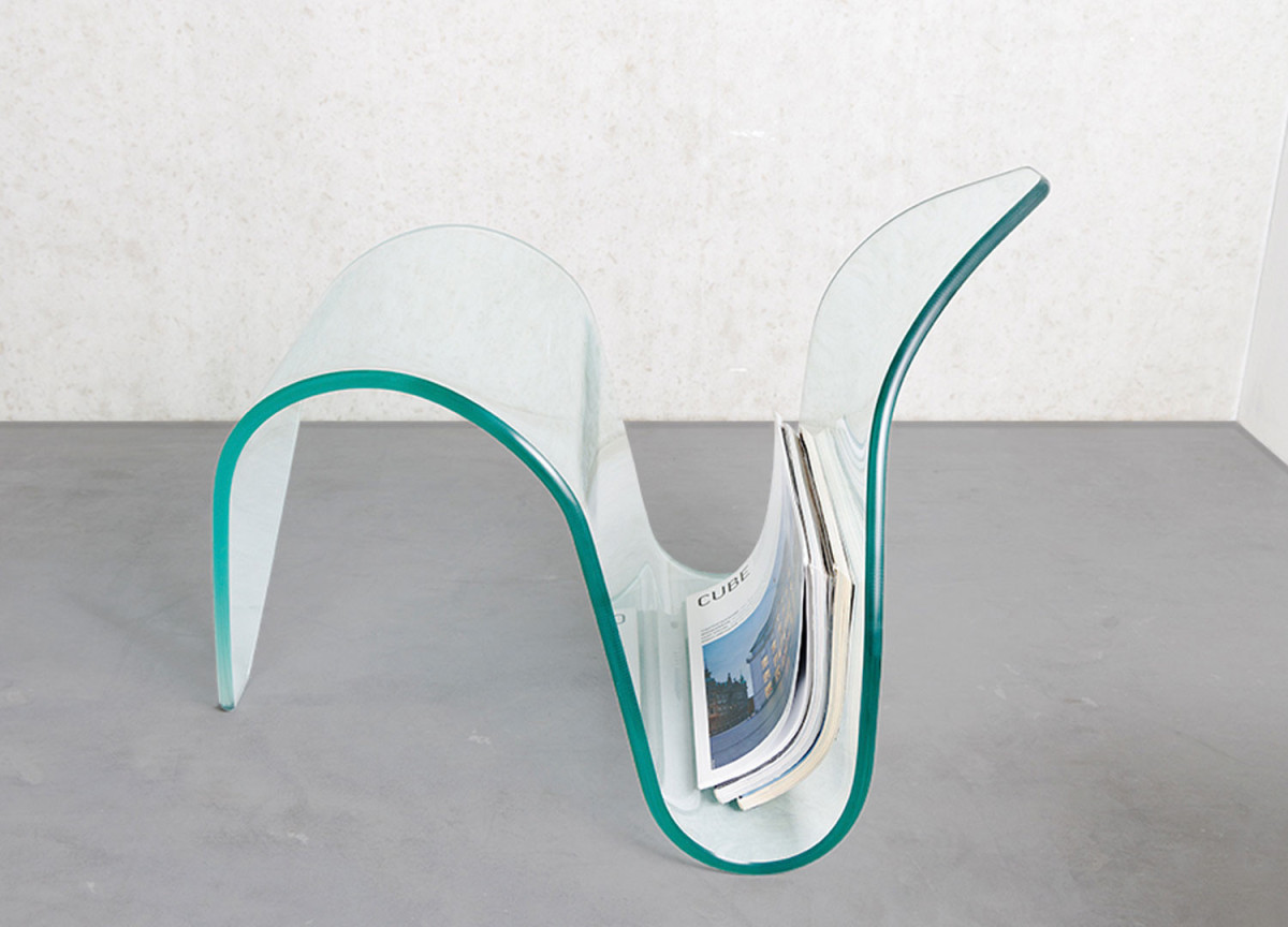 Porte-revues design en verre transparent