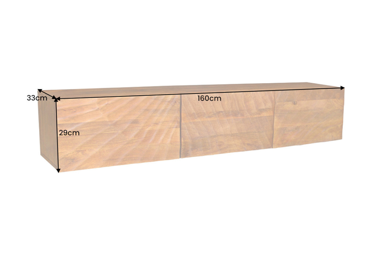 Meuble TV Mural 160 cm | Bois de Manguier Sculpté