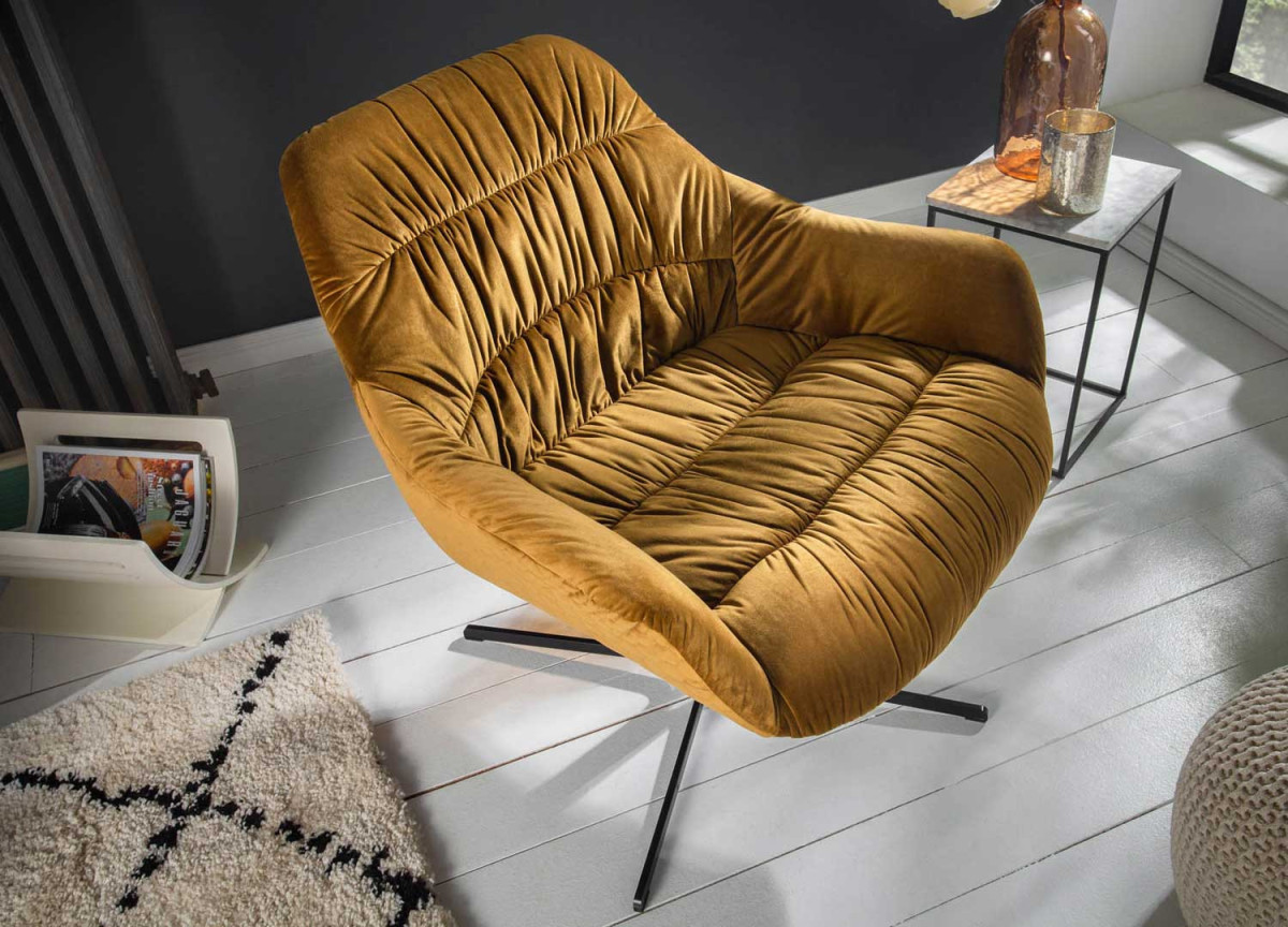 Fauteuil de relaxation jaune moutarde