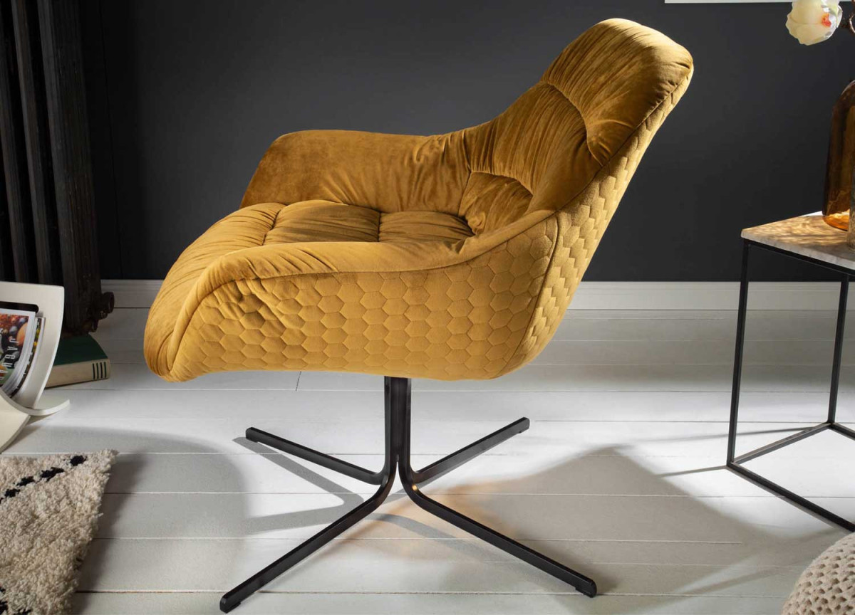 Fauteuil de relaxation jaune moutarde