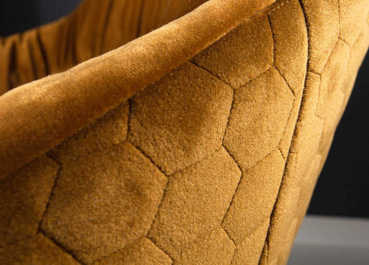 Fauteuil Rétro Moderne Velours Jaune Moutarde