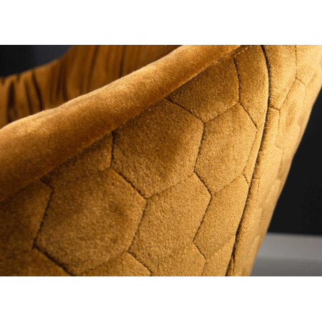 Fauteuil Rétro Moderne Velours Jaune Moutarde