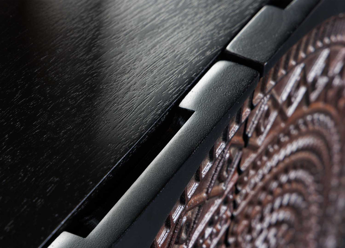 Buffet Bois Massif et Métal Doré avec Motifs Mandala