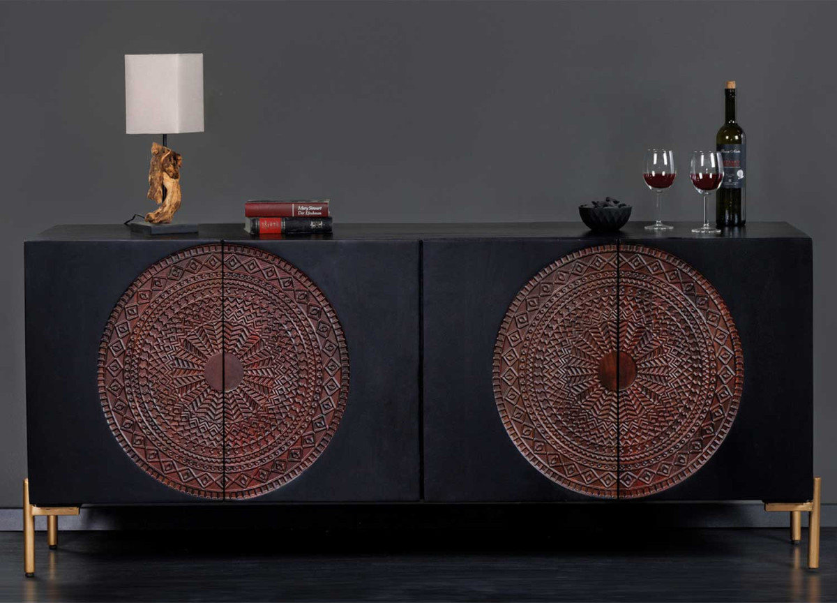 Buffet bois massif mandala