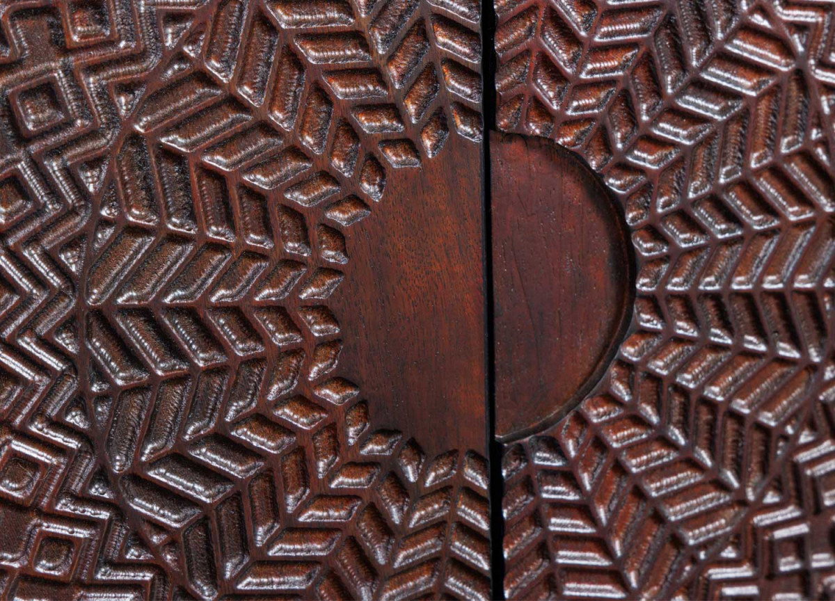 Buffet Bois Massif et Métal Doré avec Motifs Mandala