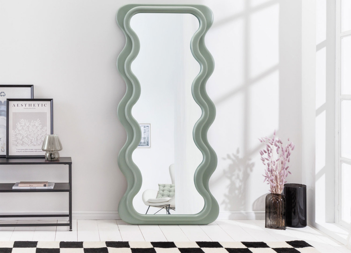 Miroir vague vert sauge 160 cm