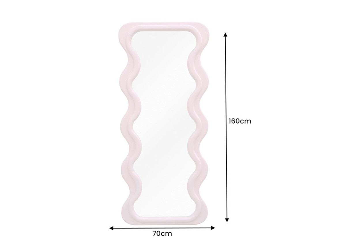 Miroir 160 cm forme vague coloris grège