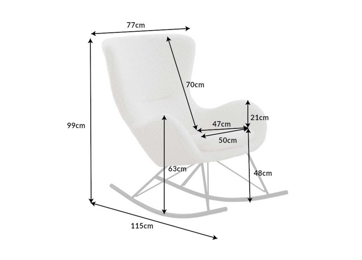 Rocking chair en tissu bouclé blanc