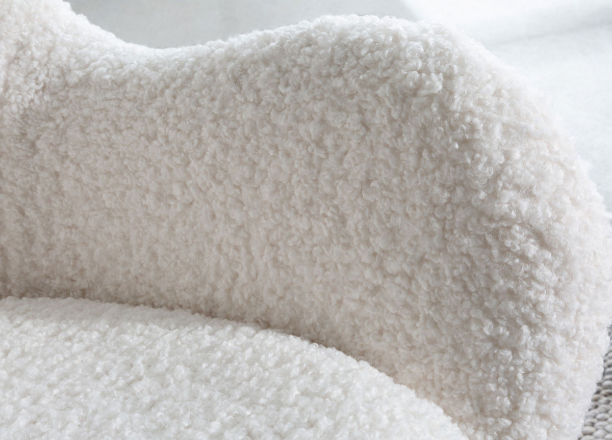Fauteuil à Bascule Tissu Teddy Blanc
