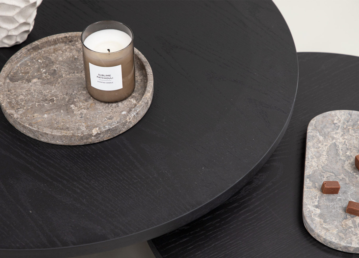 Table Basse Moderne Noir - Plateau rond 65 cm