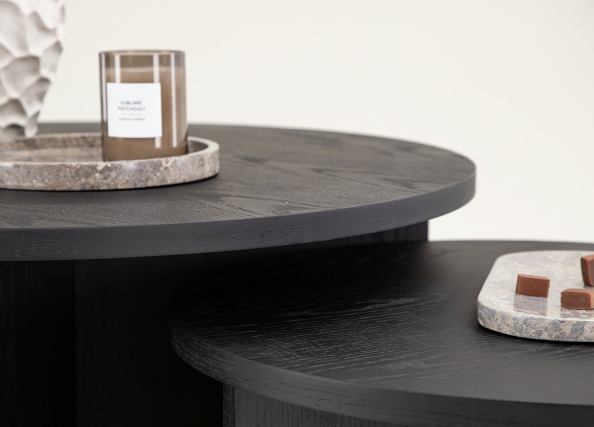 Table Basse Moderne Noir - Plateau rond 65 cm