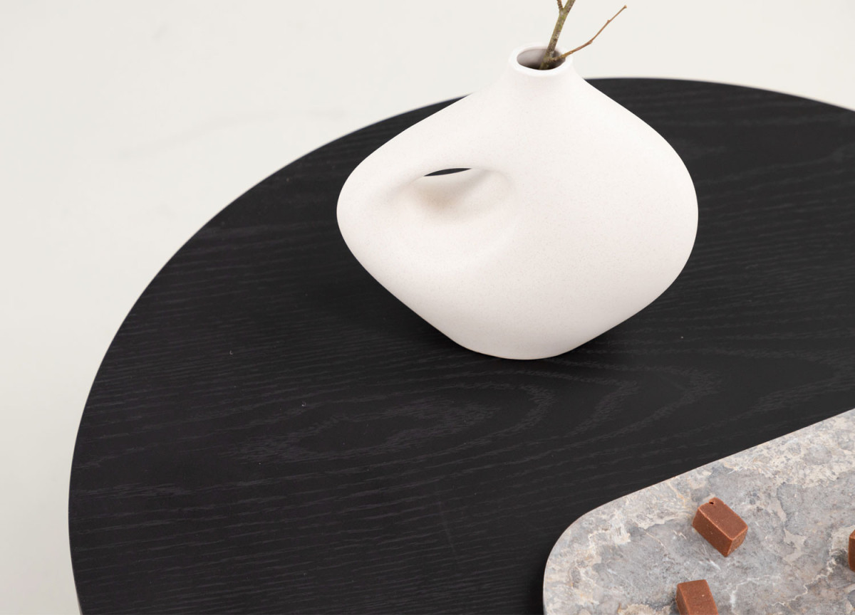 Table Basse Moderne Noir - Plateau rond 65 cm