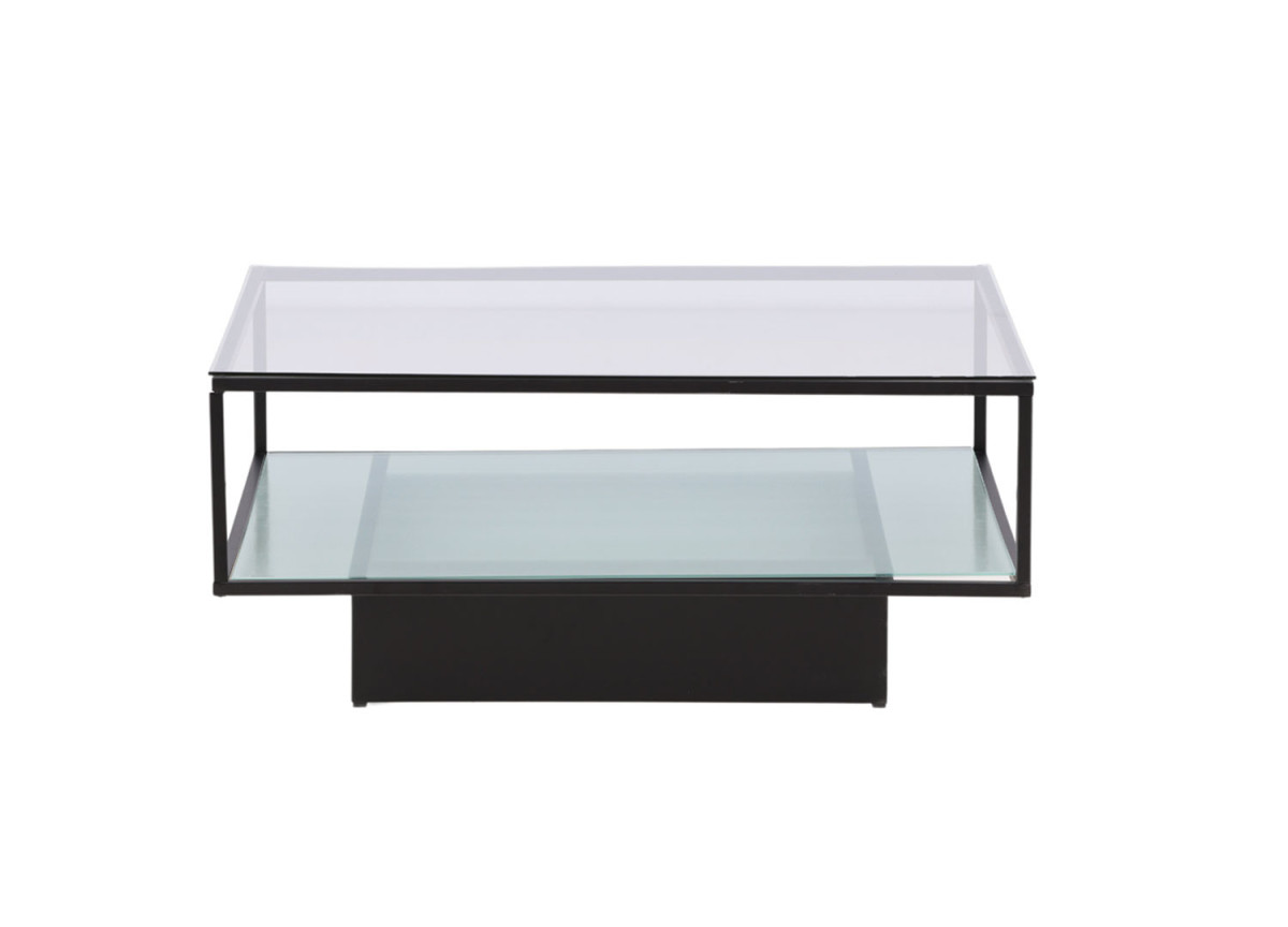 Table basse carrée moderne en verre et métal