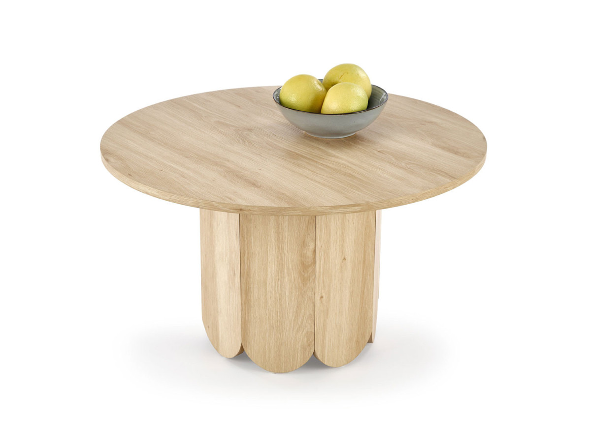 Table basse ronde aspect bois