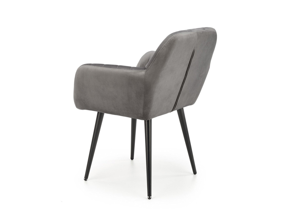 Chaises en velours gris et métal noir