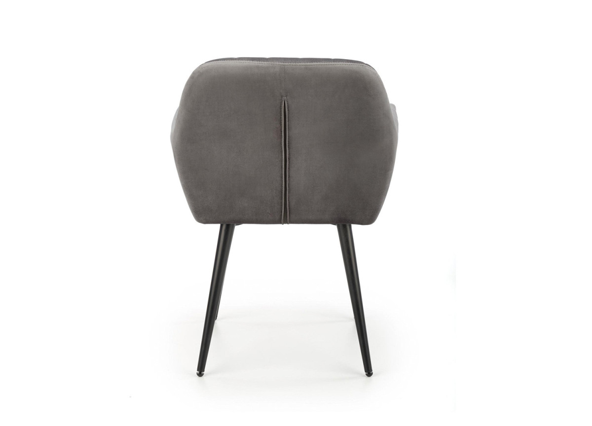 Chaises en velours gris et métal noir