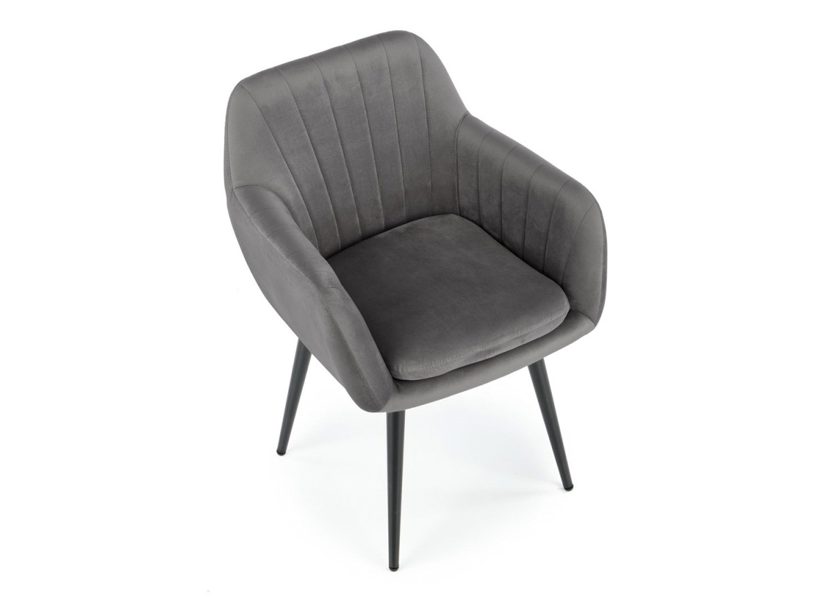 Chaises en velours gris et métal noir