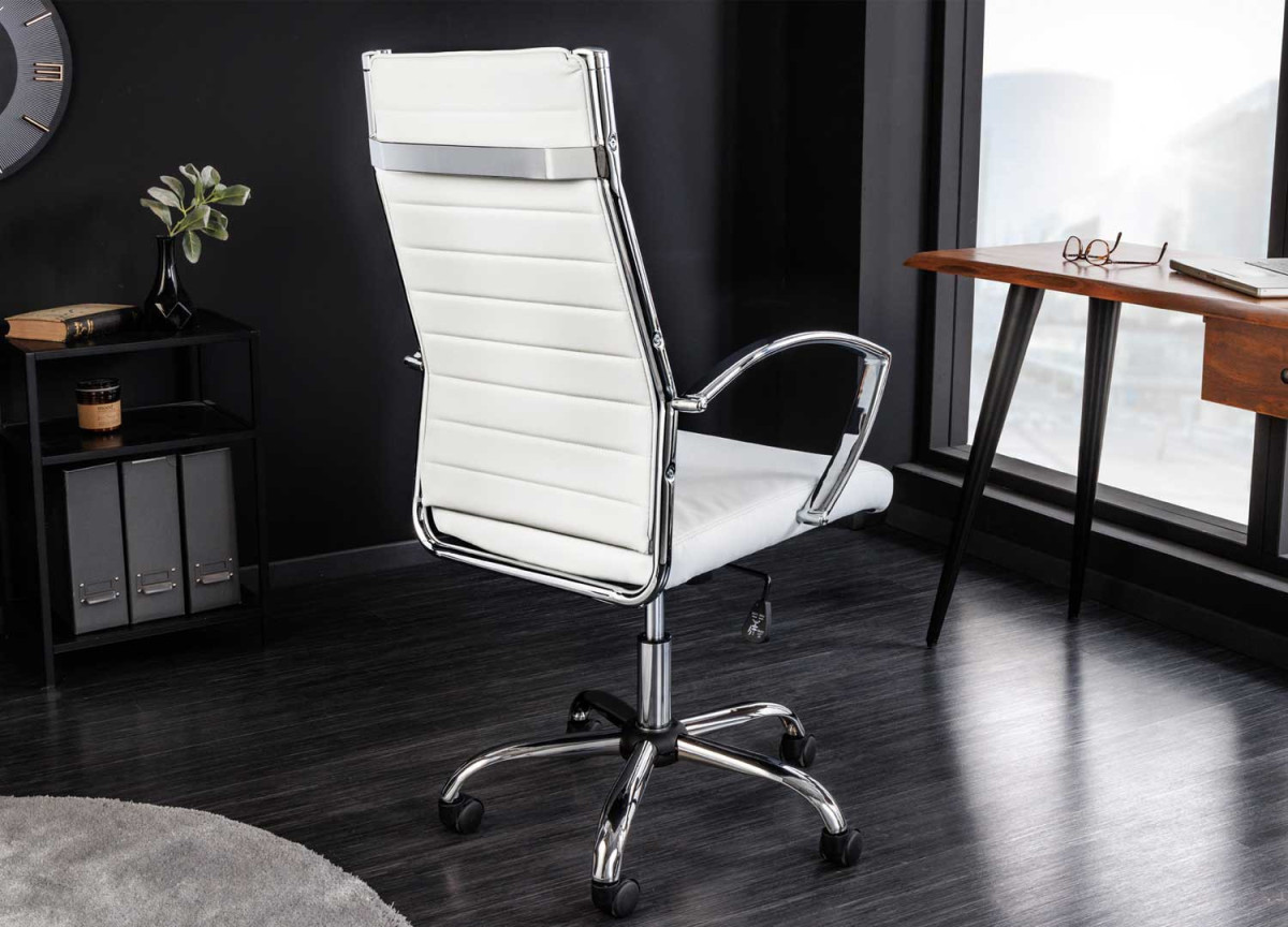 Fauteuil de bureau simili cuir blanc