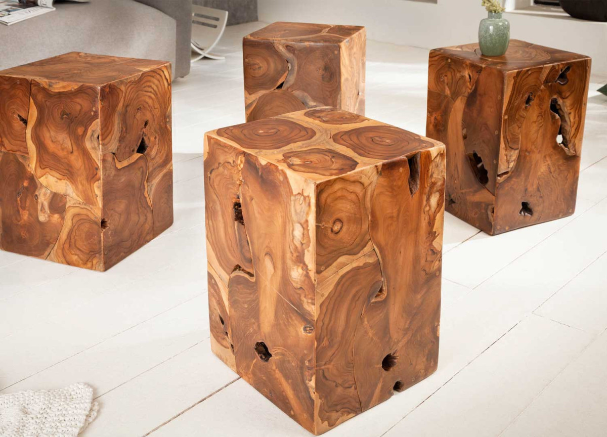 Table d'appoint bout de canapé en bois de teck