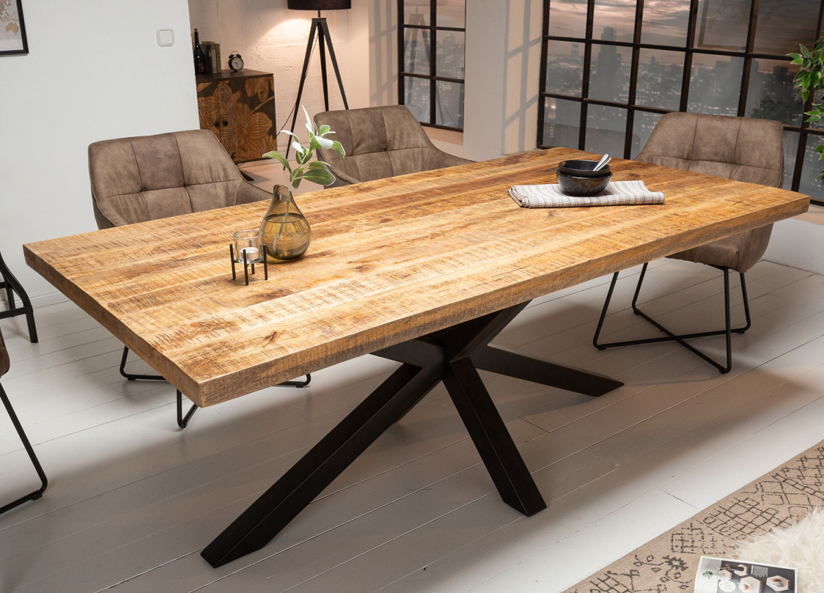 Table à manger 160 cm manguier et métal