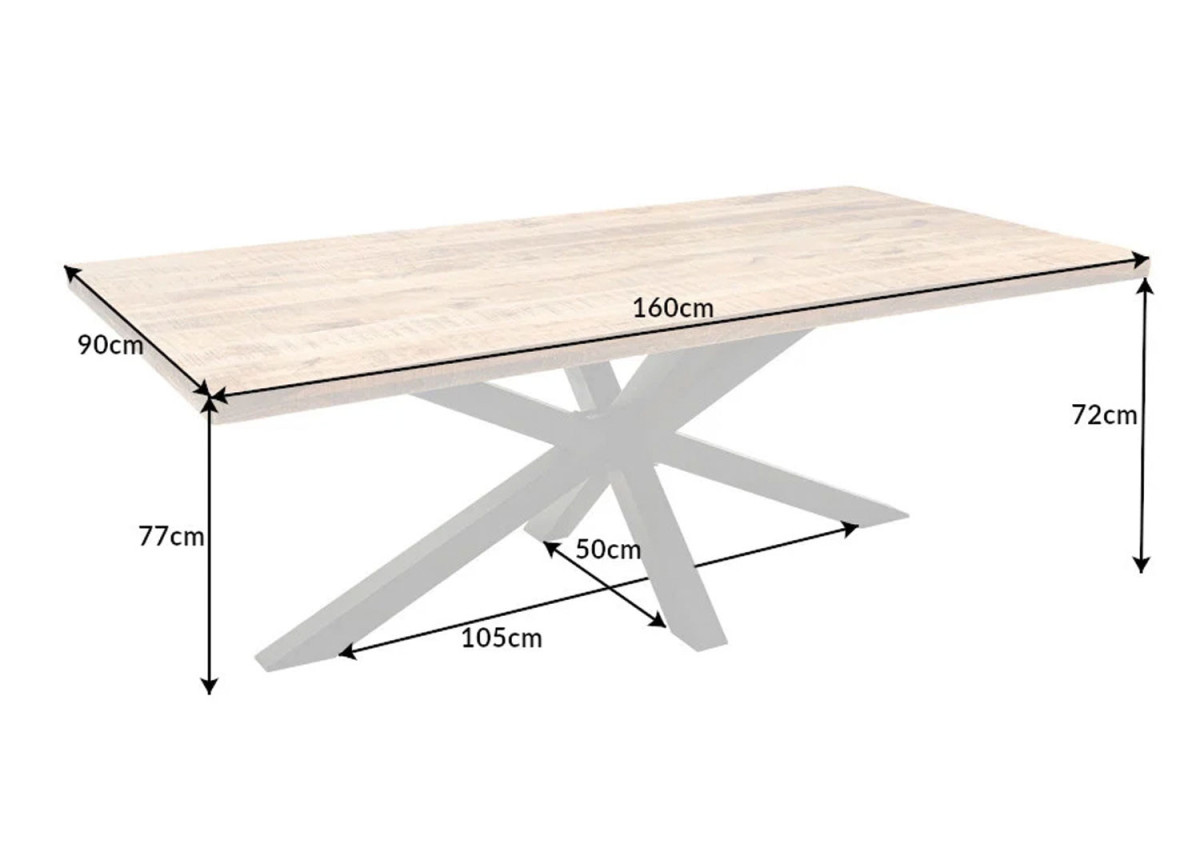 Table à manger 160 cm manguier et métal