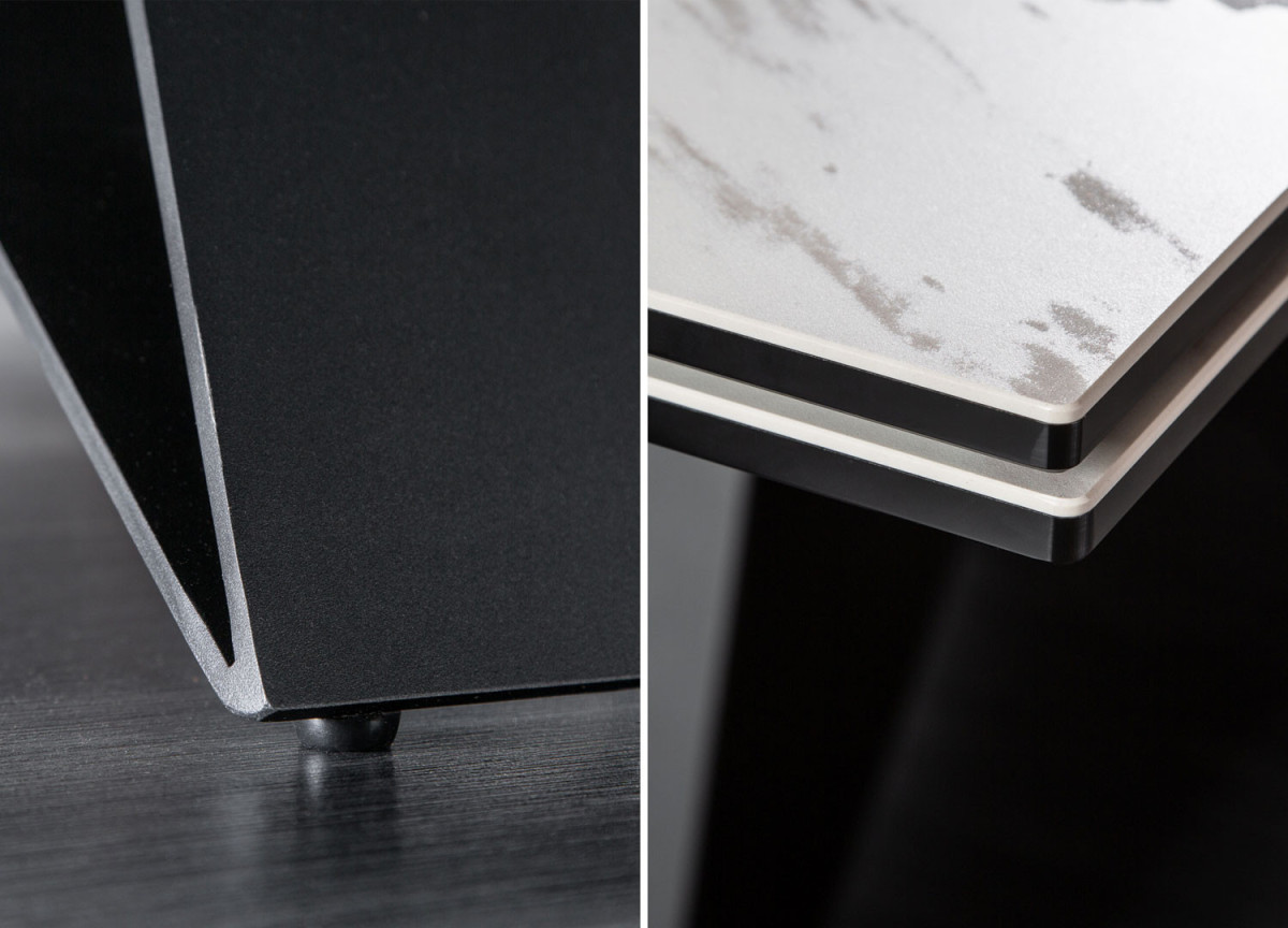 Table moderne extensible en céramique aspect marbre