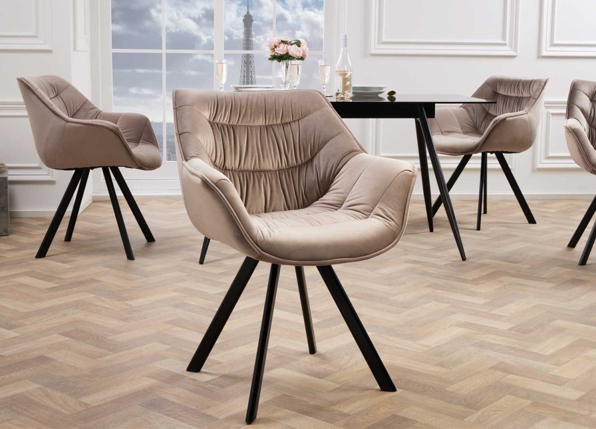 Fauteuils moderne en velours grège