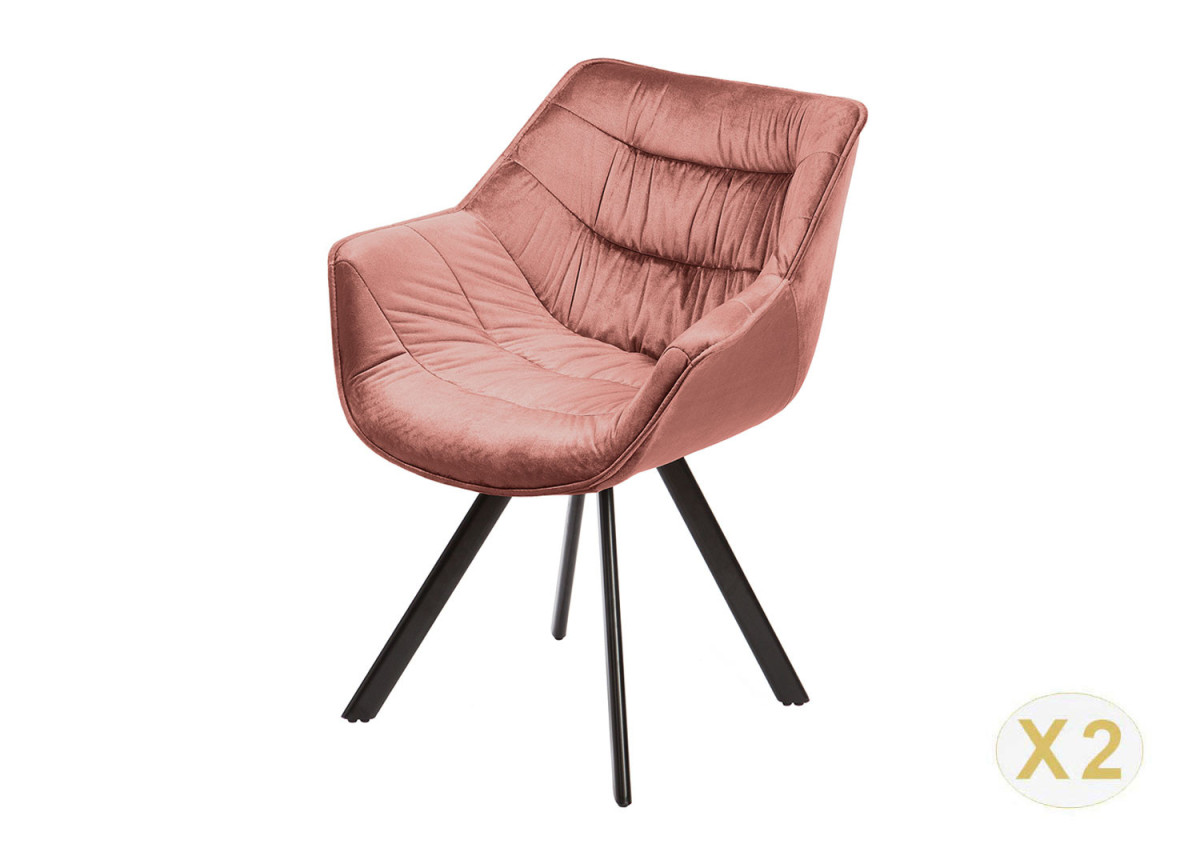 Fauteuils en velours vieux rose