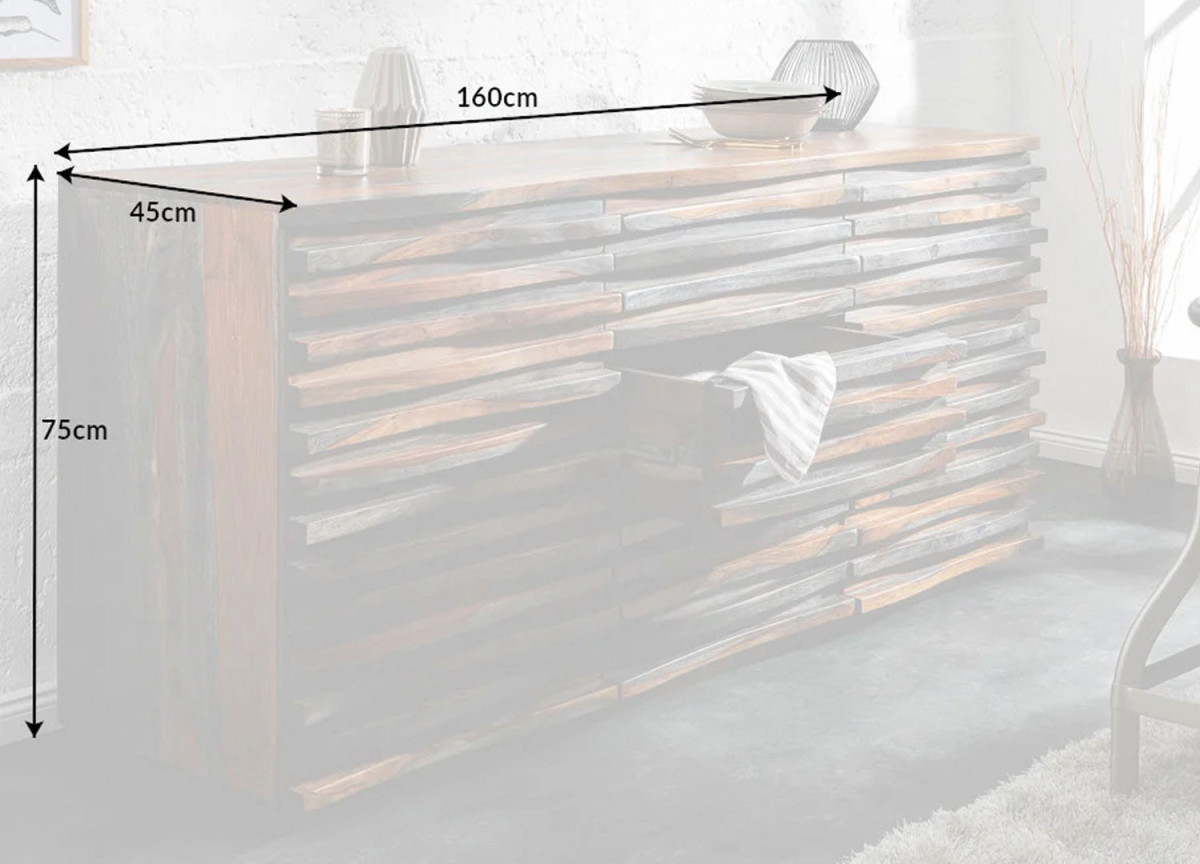 Buffet en Shesham Gris Fumé 160 cm