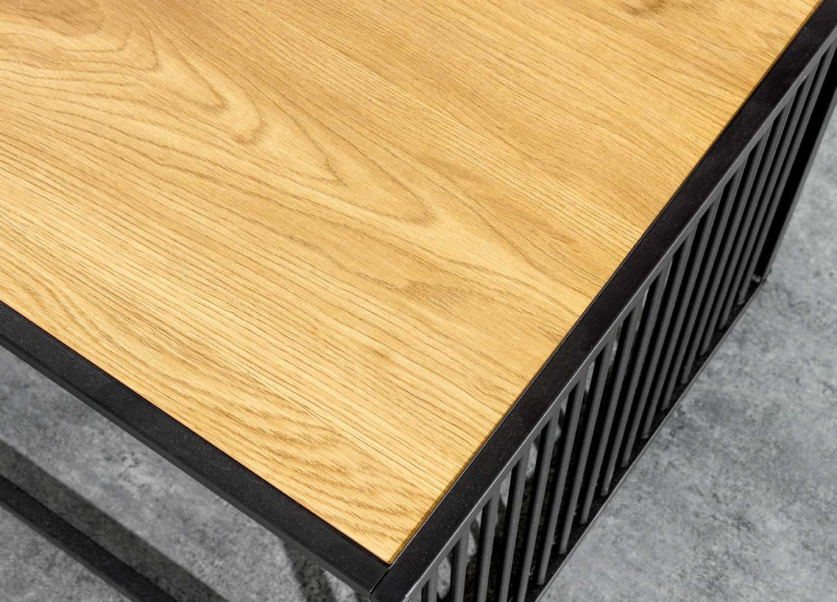 Table Basse - Bois - Verre et Métal noir