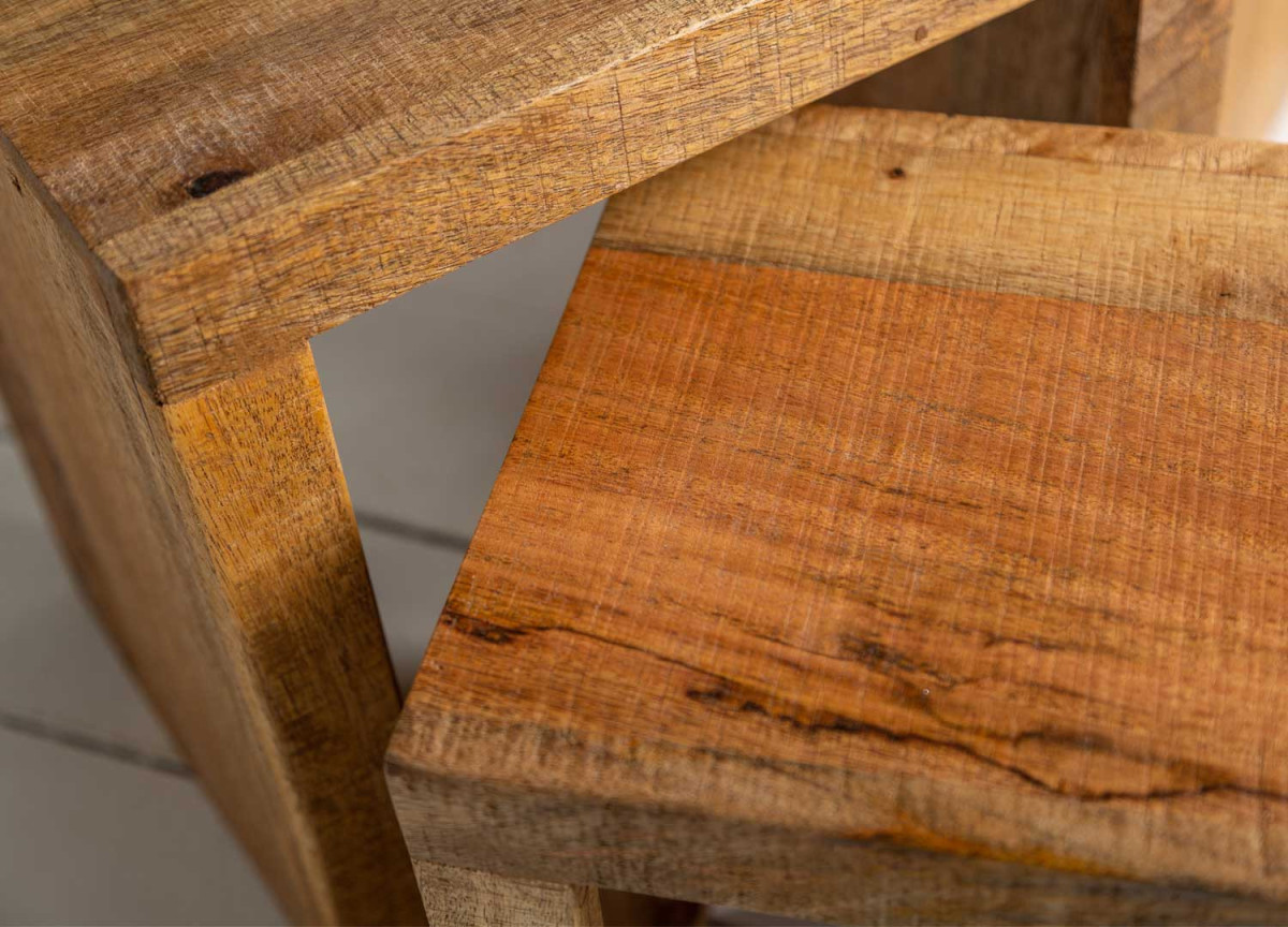 Lot 3 Tables Basses Emboîtables en Bois Massif