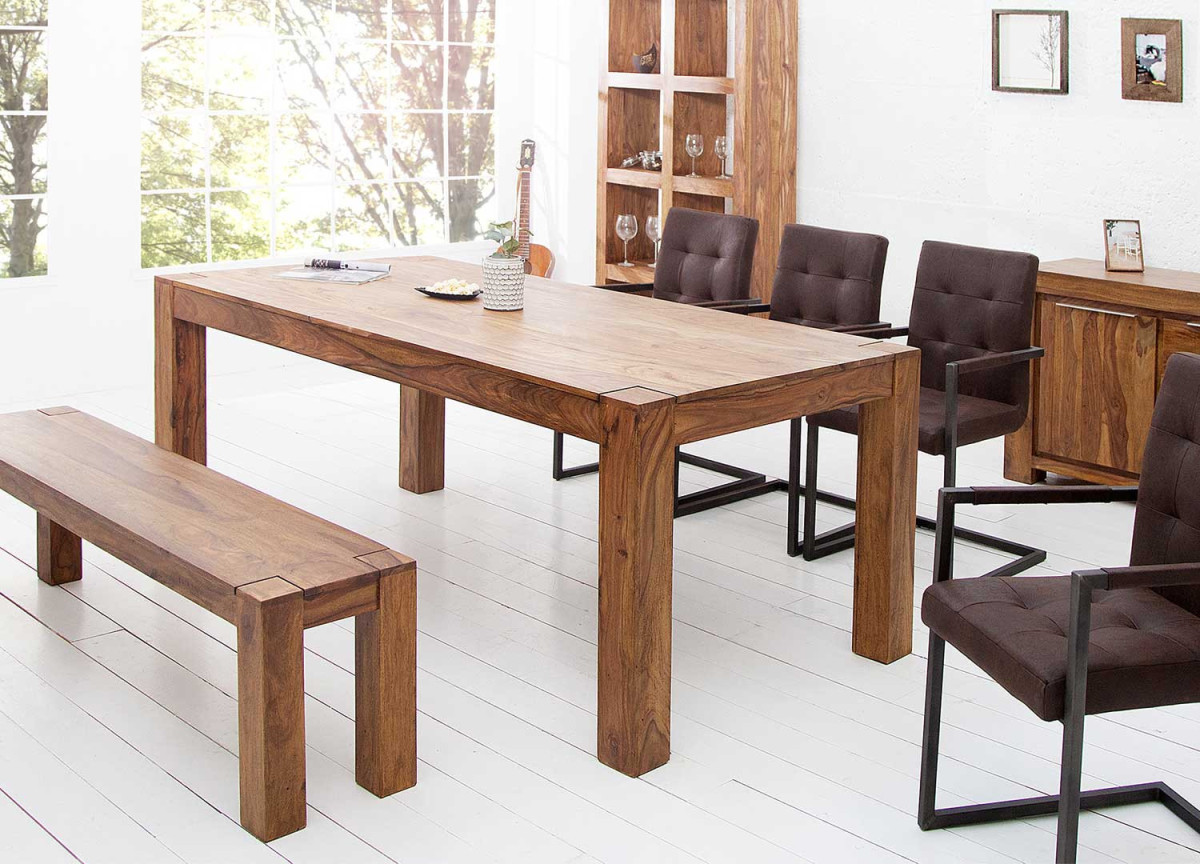 Table de repas rectangulaire en bois massif