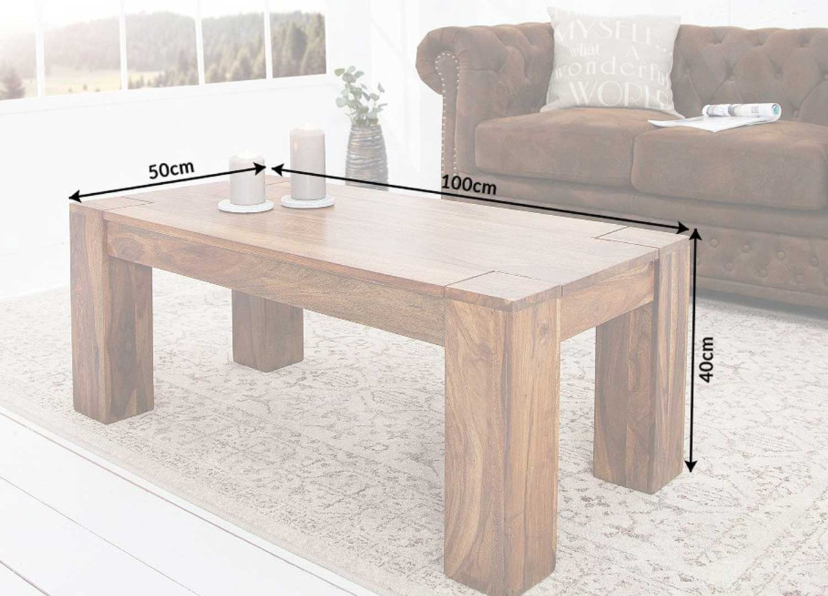 Table basse rectangulaire en sesham 100 cm