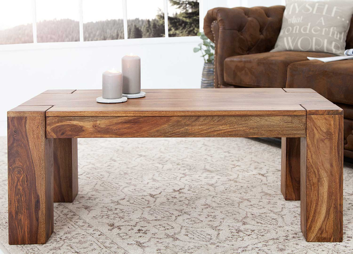 Table basse rectangulaire en bois massif