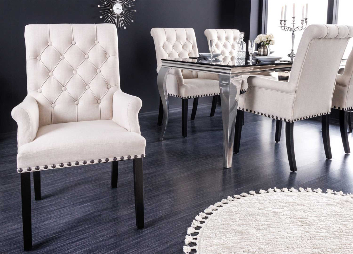 Fauteuils style baroque beige et noir