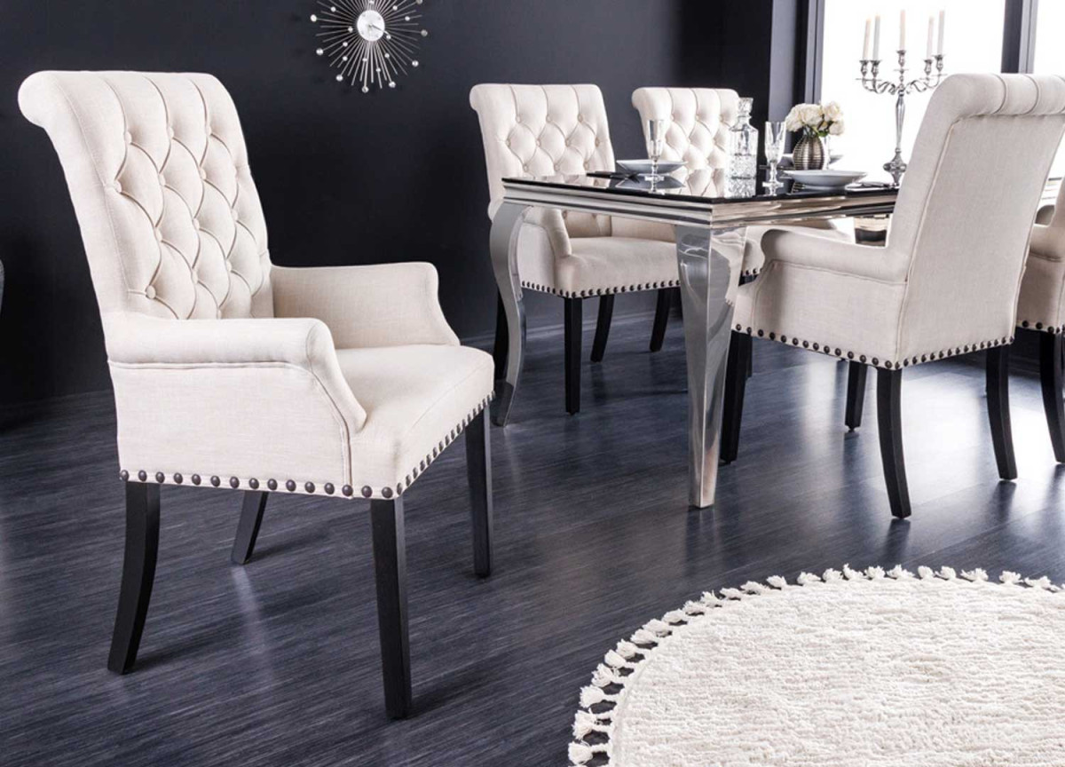 Fauteuils style baroque beige et noir