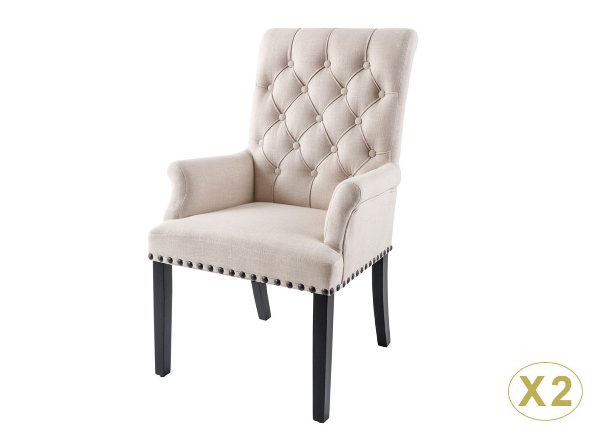 Fauteuils style baroque beige et noir