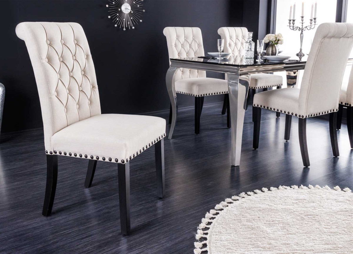 Chaises style moderne baroque beige et noir