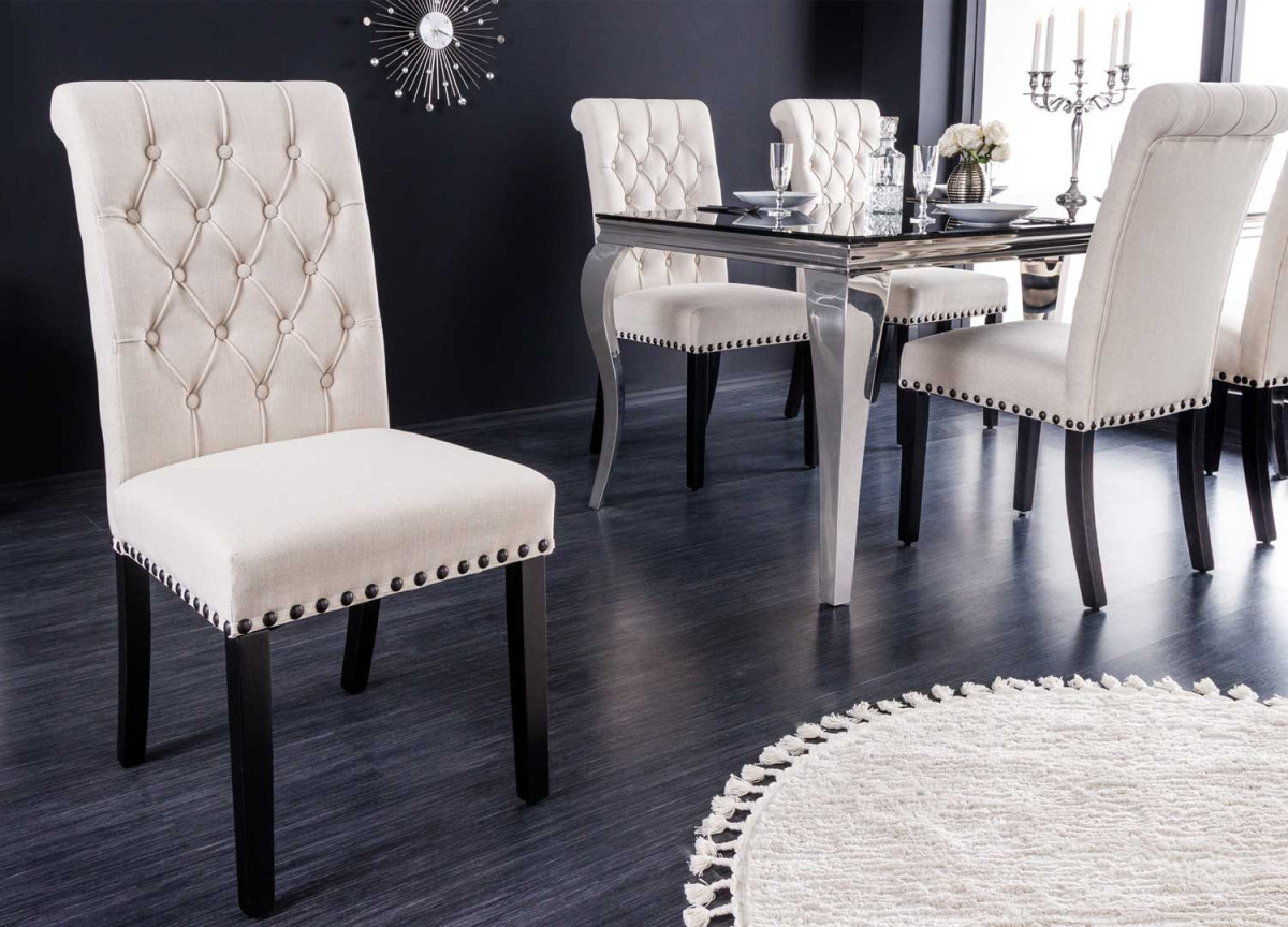 Chaises style moderne baroque beige et noir