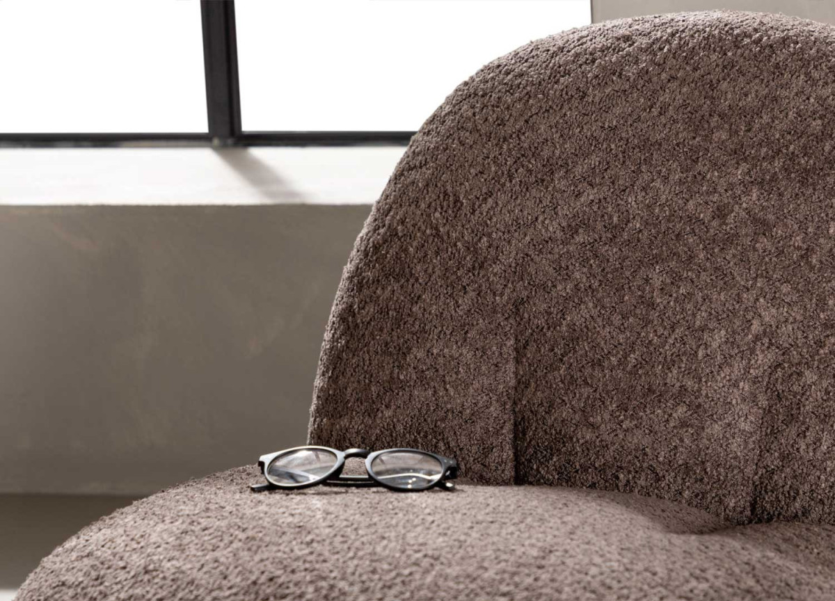 Fauteuil Moderne Tissu Bouclé Brun