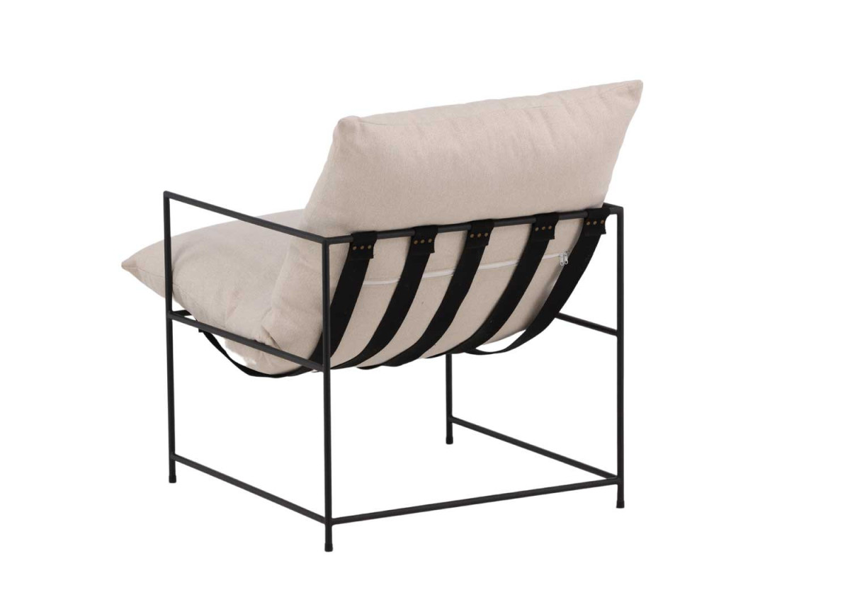 Fauteuil minimaliste métal et lin