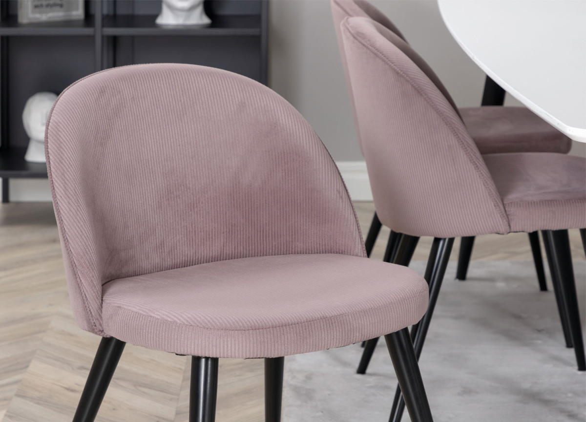 Chaises en velours côtelé rose vieilli