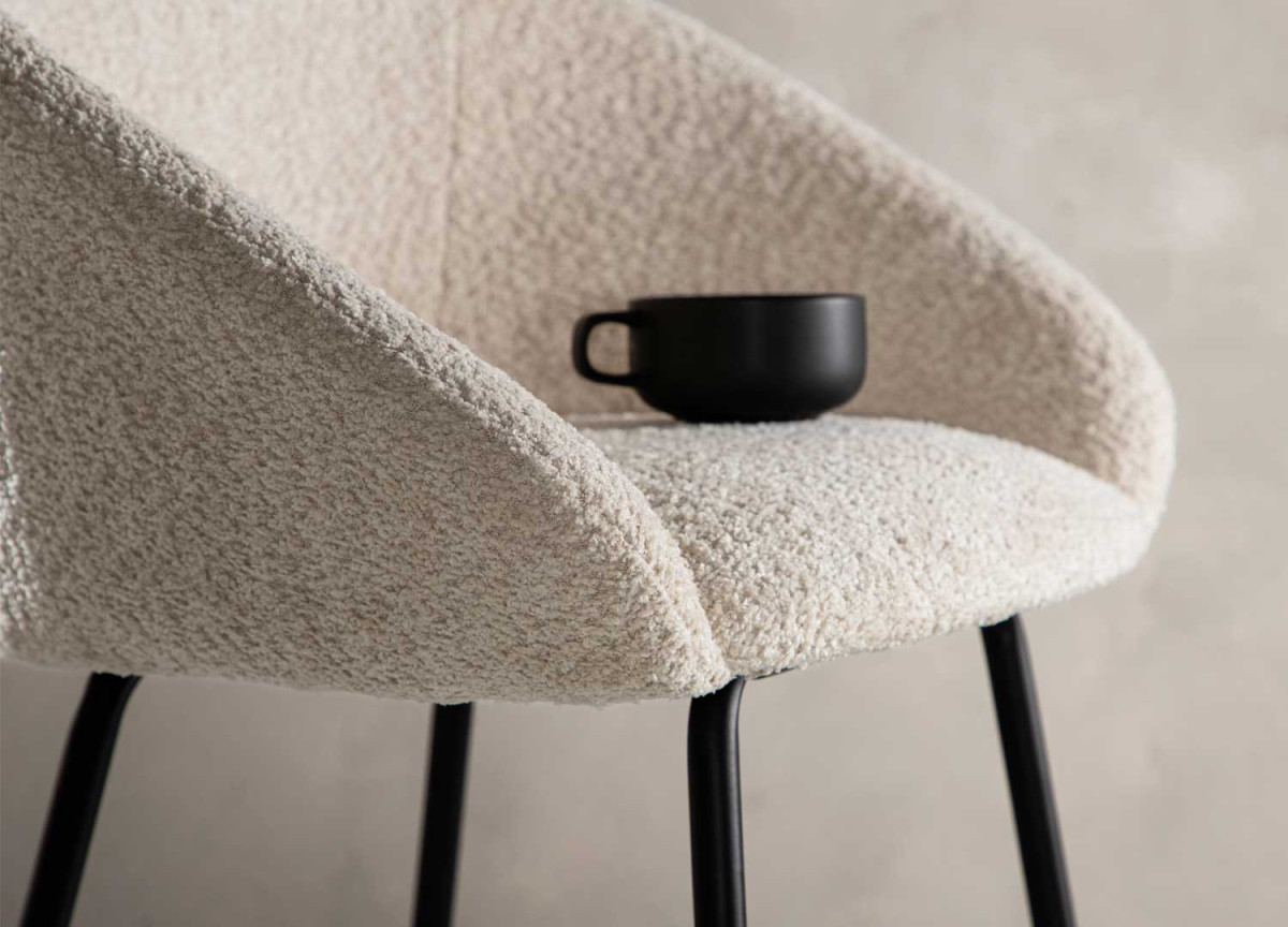 Fauteuils de bar tissu bouclette et métal