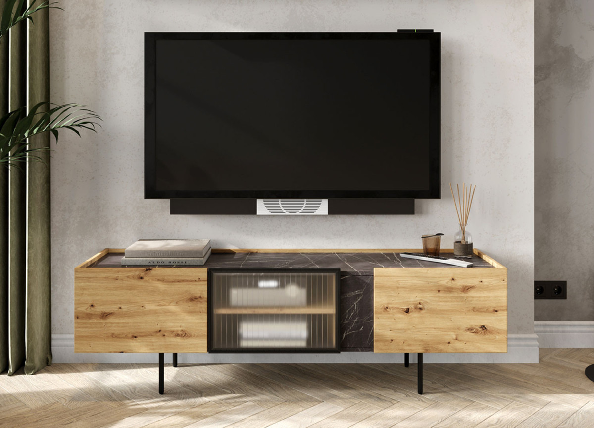 Meuble TV 164 cm chêne artisanal