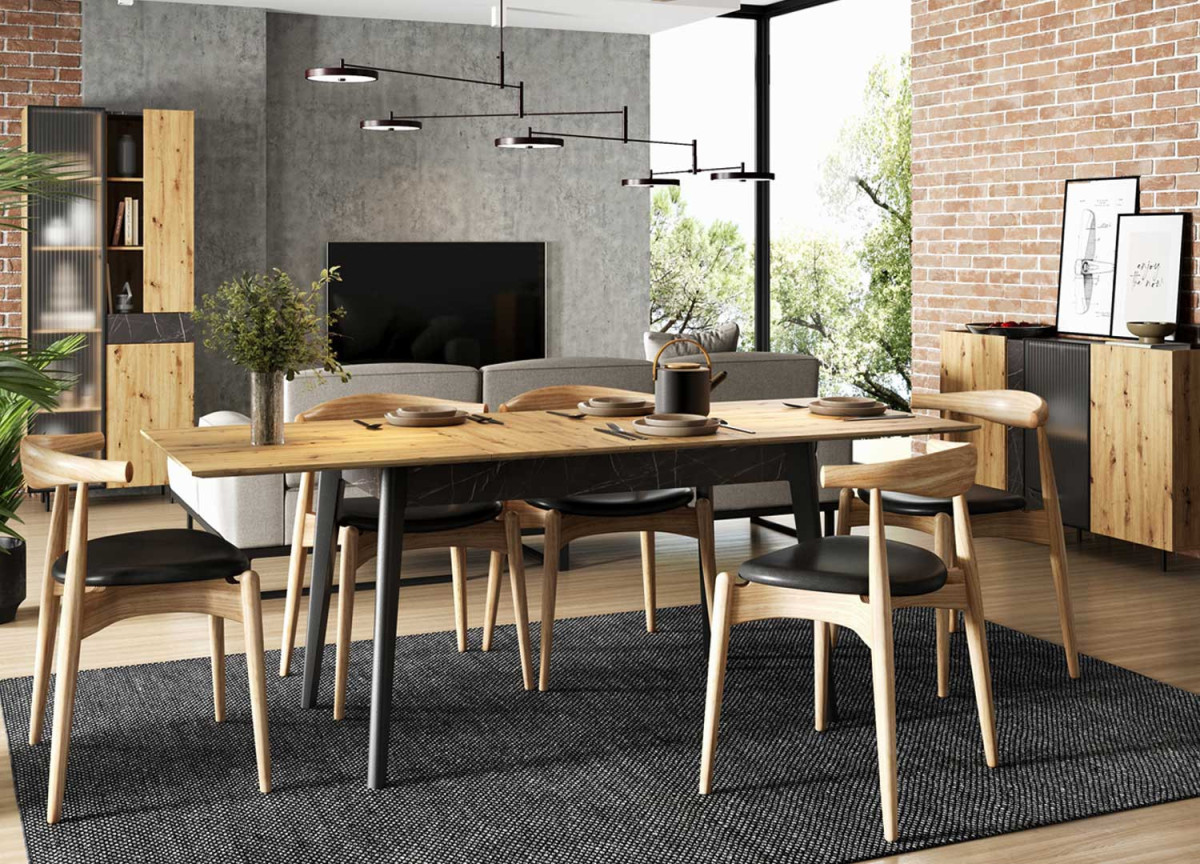 Table de repas extensible imitation bois