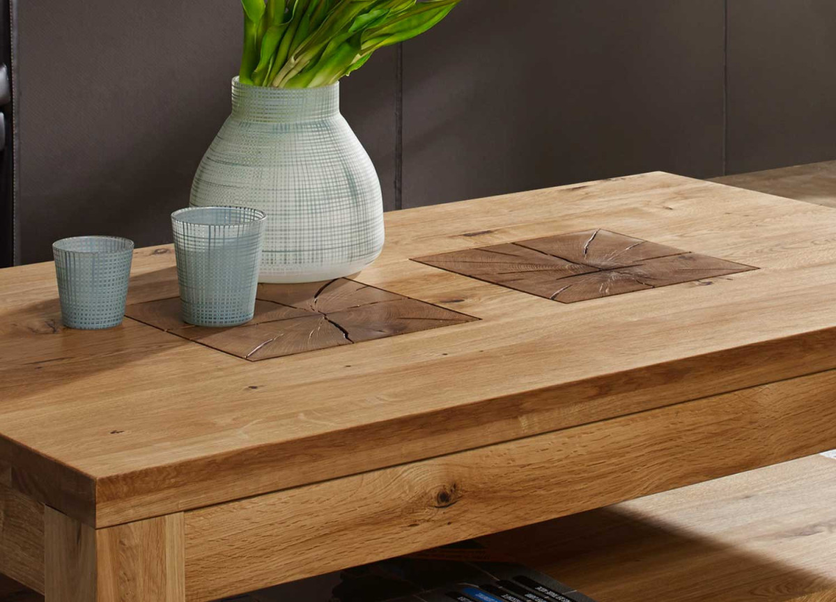 Table basse rectangulaire 118 cm chêne sauvage