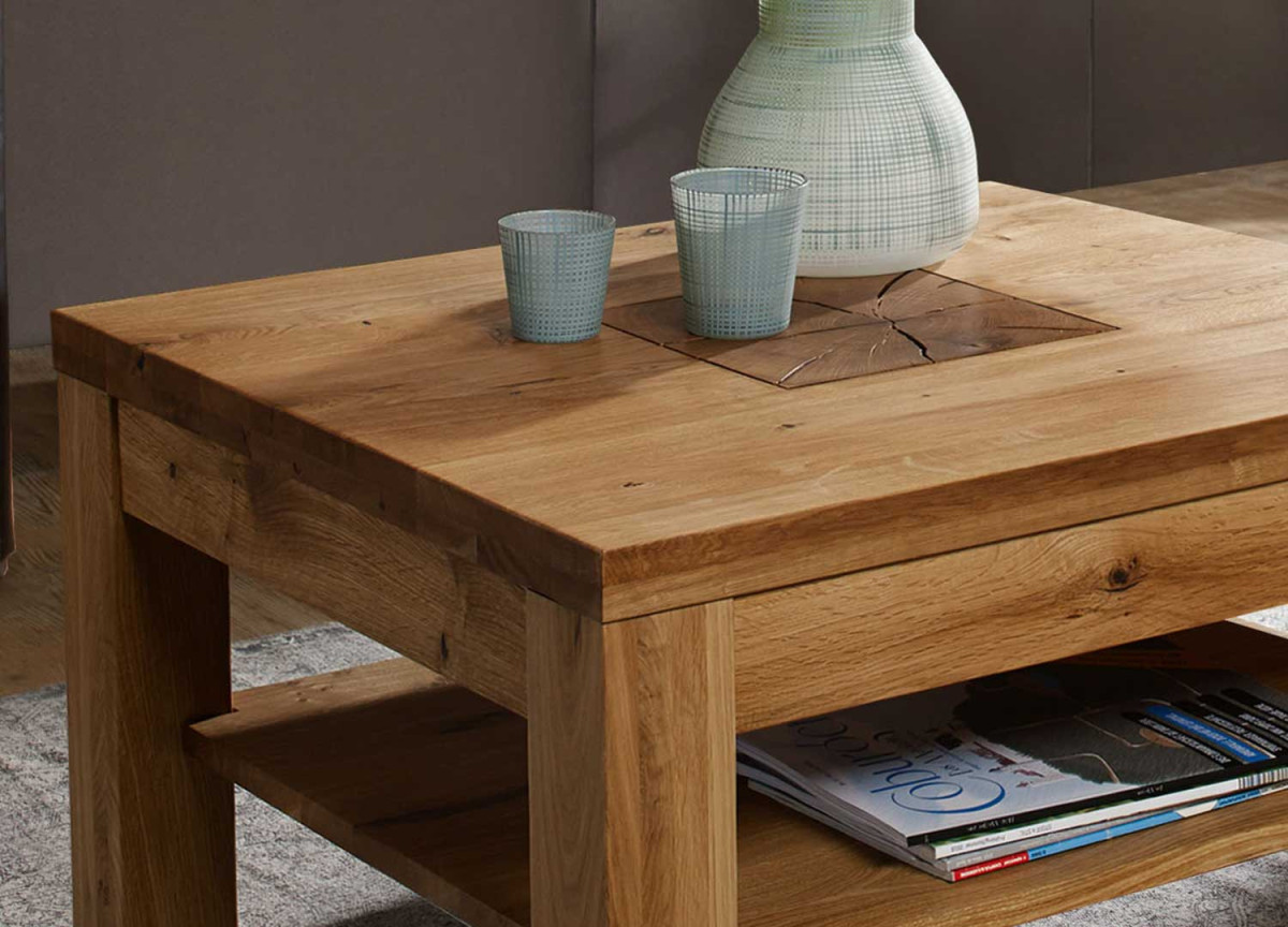 Table basse carrée en bois massif 70x70 cm