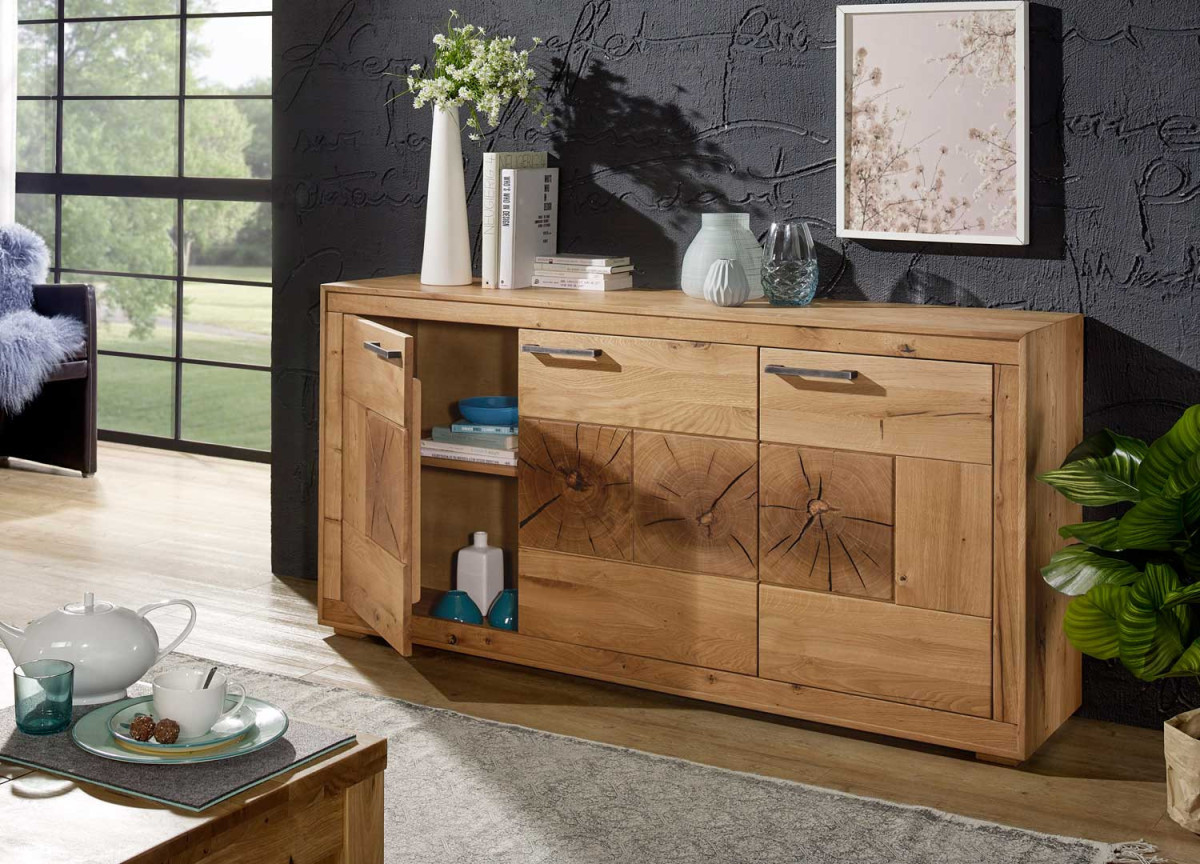 Buffet 3 portes chêne sauvage et duramen de bois