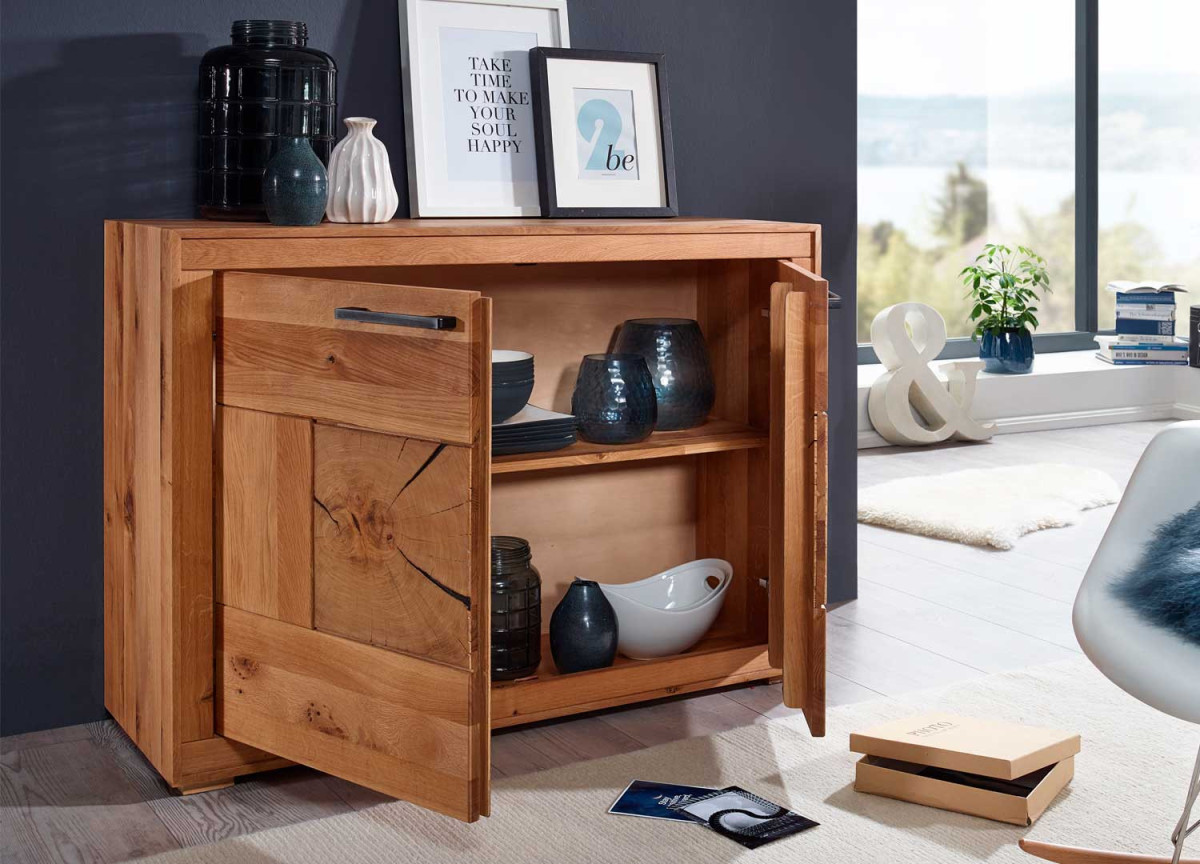 Commode rustique chêne sauvage 2 portes