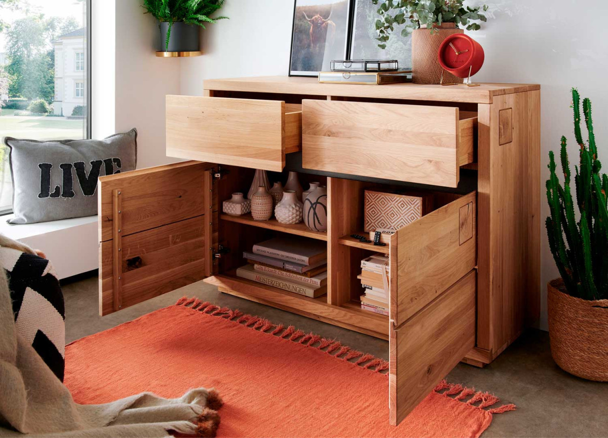 Commode chêne huilé 2 portes 2 tiroirs